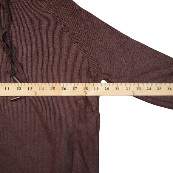 NWT Y2K Wool Blend Ribbed Hoodie Sweater Pullover Coffee Brown XL (Fits as M/L) - Picture 11 of 13